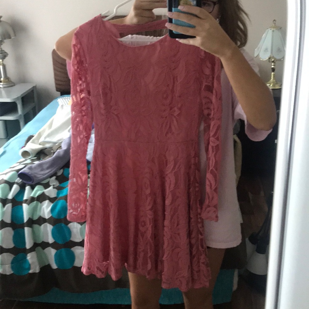 light pink lace floral dress